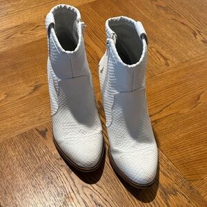 White Textured Ankle Boots